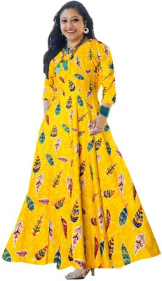 SILVER ORGANISATION Anarkali Gown(Yellow)