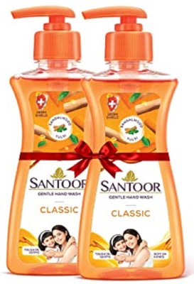 Santoor sandalwood tulsi classic hand wash 200 ml pack of 2 pc Hand Wash Pump Dispenser(2 x 200 ml)