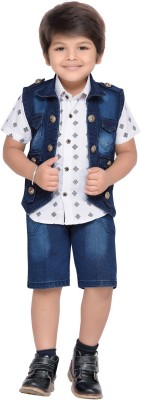 AJ Dezines Boys Casual Shirt Jacket, Shorts(Blue)