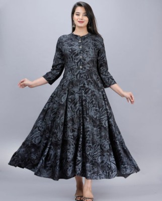 Shubha Fashion Women Printed Straight Kurta(Black)