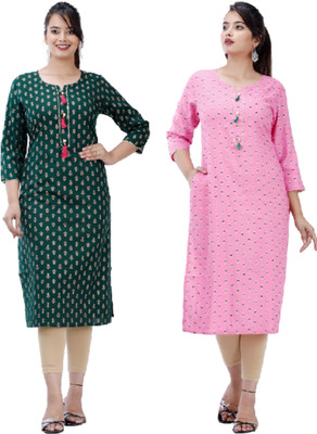 VISHAKHA STYLE Women Floral Print Straight Kurta(Multicolor)