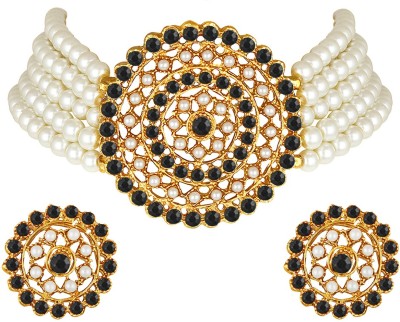 PEORA Brass Gold-plated Black Jewellery Set(Pack of 1)