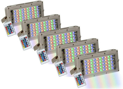 Tulsi 50 Watt RGB FLOOD Ultra Thin Slim Ip66 LED street light Outdoor Light Cool White Waterproof-Pack of 5 Flood Light Outdoor Lamp(White)