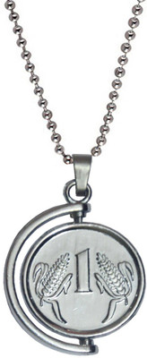Shiv Jagdamba Stylish One Ruppes half Rotational Coin Sterling Silver Stainless Steel Pendant Set