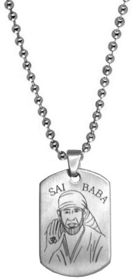 Sullery Religious Shirdi Sai Baba plated Engraved Silver Dog Tag Sterling Silver Stainless Steel Pendant