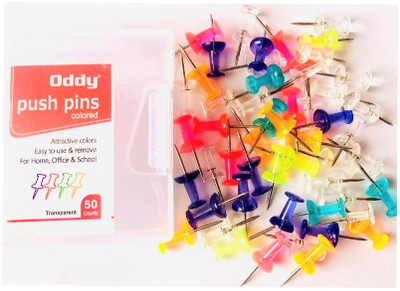 Oddy PLASTIC, Nickel Plated Tip  Pins(Set Of 50, Red, Orange, Yellow, White, Green, Blue)