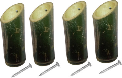 YC YUVI CREATIONS BAMBOO POT INDOOR/OUTDOOR SET of 4 Bamboo 4 NAIL SCREW Plant Container Set(Pack of 4, Wood)