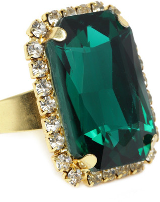 ZAVERI PEARLS Stone Gold Plated Ring