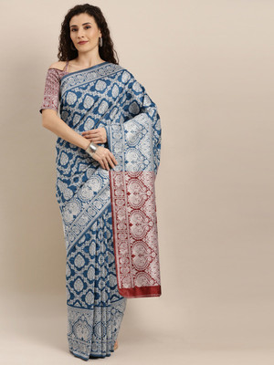 Shavya Self Design Bollywood Pure Silk Saree(Blue)