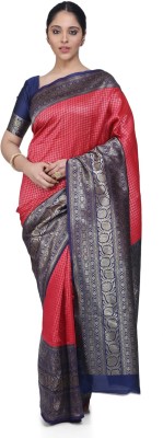 Arriva Fab Woven Banarasi Cotton Silk Saree(Pink)