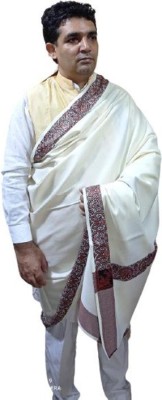 KASHMIR HANDLOOM Cashmere Solid Men Shawl(White)