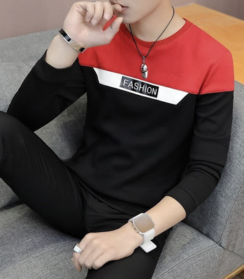 Eyebogler Color Block Men Round Neck Red T-Shirt