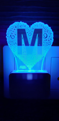 Super Ajanta 2170 M Alphabet 3D Night Lamp For Home And Office Decor Night Lamp(10 cm, Blue)