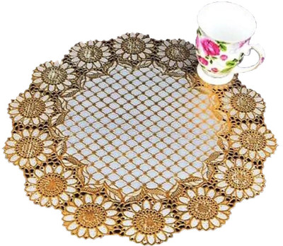 EMPORIUM WORLD Round Pack of 6 Table Placemat(Gold, PVC)