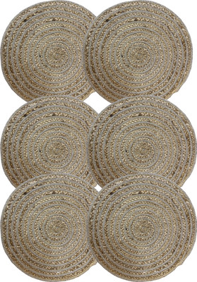 pepme Round Pack of 6 Table Placemat(Beige, Silver, Jute)
