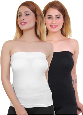 AL.MO ENTERPRISES Casual No Sleeve Solid Women Black, White Top