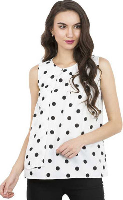 ADDICTED ATTIRE Casual Sleeveless Printed Women White, Black Top