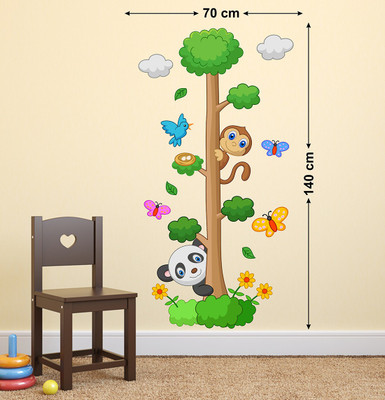 WALLDECORS 91.44 cm TREE WITH ANIMALS STICKER Self Adhesive Sticker(Pack of 1)