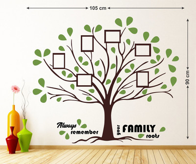 WALLSTICK 91.44 cm FAMILY TREE WITH FRAME STICKER Self Adhesive Sticker(Pack of 1)