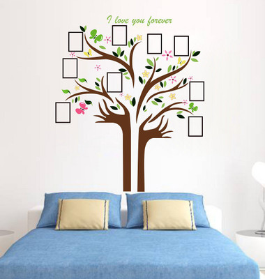 WALLSTICK 91.44 cm FAMILY TREE WITH FRAME STICKER Self Adhesive Sticker(Pack of 1)