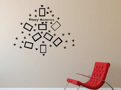 WALLSTICK 91.44 cm HAPPY MEMORIES WITH FRAME STICKER Self Adhesive Sticker(Pack of 1)