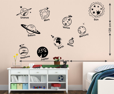 WALLSTICK 91.44 cm PLANETS WITH NAME STICKER Self Adhesive Sticker(Pack of 1)