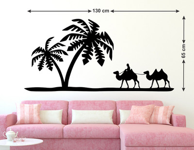 WALLSTICK 91.44 cm TREE AND CAMEL STICKER Self Adhesive Sticker(Pack of 1)