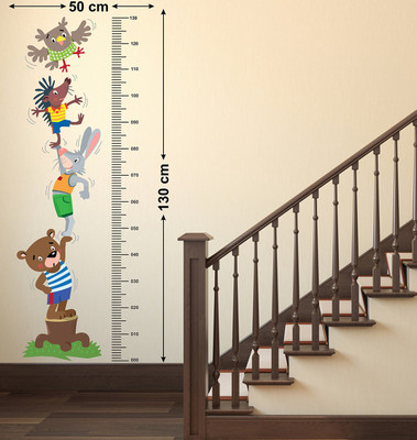 WALLSTICK 91.44 cm HEIGHT MEASUREMENT WITH ANIMAL STICKER Self Adhesive Sticker(Pack of 1)