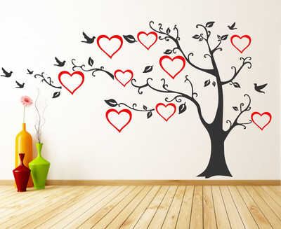 Wollfill 69 cm Love Photo Frame with Tree wallsticker Self Adhesive Sticker(Pack of 1)