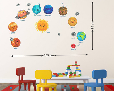 WALLSTICK 91.44 cm PLANETS IMAGE WITH NAME STICKER Self Adhesive Sticker(Pack of 1)