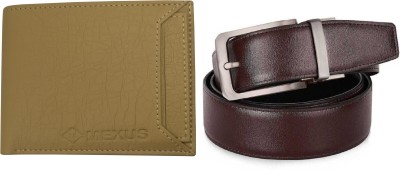 MEXUS Wallet & Belt Combo(Beige, Black, Brown)