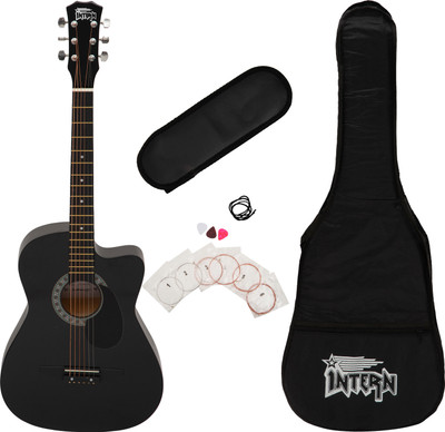 intern INT-38C-BK-G Acoustic Guitar Linden Wood Linden Wood Right Hand Orientation(Black)