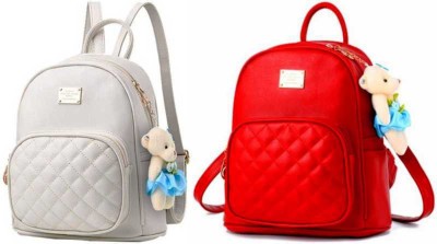 People Creation White-Red teddy combo 10 L Backpack(White, Red)