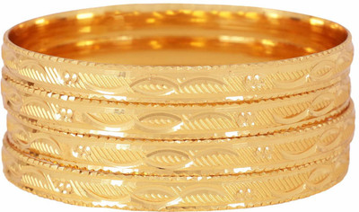 Shining Diva Metal Cubic Zirconia Gold-plated Bangle(Pack of 4)