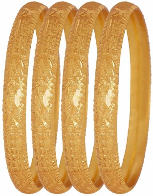 Shining Diva Metal Cubic Zirconia Gold-plated Bangle(Pack of 4)