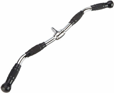 HACKERX Curl Bar Handle Cable Attachment with Rubber Hand Grips (Silver & Black) Triceps Bar