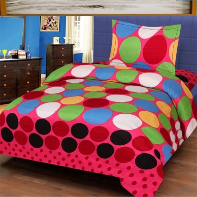 VHD 180 TC Polycotton Single Polka Flat Bedsheet(Pack of 1, Multicolor)