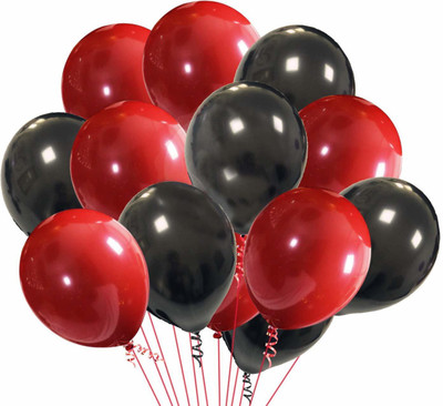 Sambaby Solid Metallic Red and Metallic Black Balloon with Pump Balloon(Red, Pack of 51)