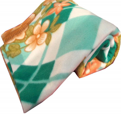 Comfytouch Printed Single Fleece Blanket for  AC Room(Polyester, Green)