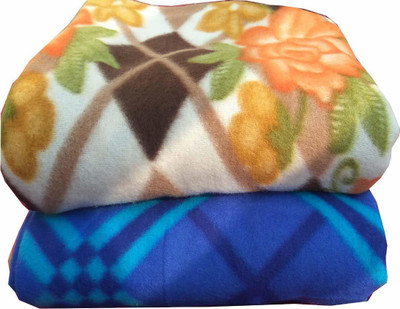 Comfytouch Printed Queen Fleece Blanket for  AC Room(Polyester, Brown, Blue)