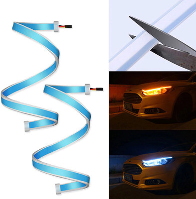 Ubee Car Led Strip for Headlight White Daytime Running Light, Turn Signal Yellow/Amber Indicator Light Lamp DRL 12V Car Fancy Lights(Yellow, White)