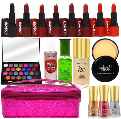 adbeni Combo - 26 Color Eye Shadow with Lipsticks & Nail Polish Combo, Pack of 18, (GC1167)(18 Items in the set)