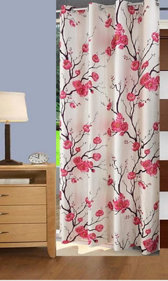 Sehbhagi 153 cm (5 ft) Polyester Semi Transparent Window Curtain Single Curtain(Printed, Pink)