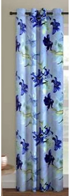 Gantavya 153 cm (5 ft) Polyester Semi Transparent Window Curtain Single Curtain(Printed, Blue)