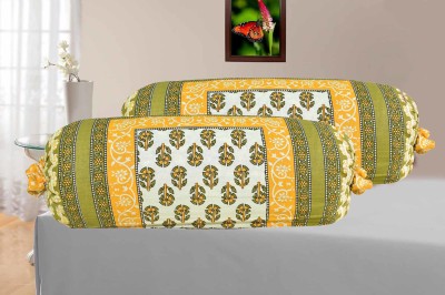 SkyKross Cotton Bolsters Cover(Pack of 2, 82 cm*41 cm, Green)