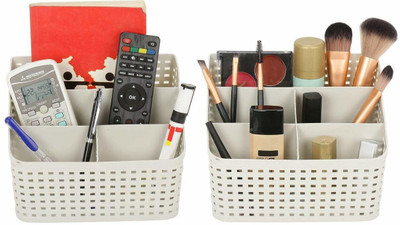 VASHANT 5 Compartments Plastic Desk organizer(Multicolor)