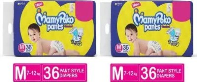 MamyPoko Absorb 10 Hrs (7-12 Kg) 36+36 Diaper Pants - M - M(72 Pieces)