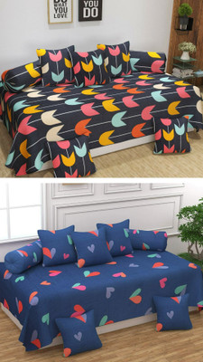 CASTIQA Polycotton Floral Diwan Set(Multicolor)