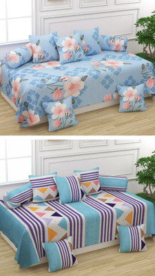 CASTIQA Polycotton Floral Diwan Set(Multicolor)