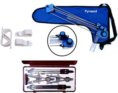 Pyramid Mini drafter combo set of 3 Engineering instrument box or Geometry box plastic drawing board clip Mini drafter Combo Drafting Compass Set(Number of 3)
